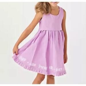Matilda Jane Hemingway Purple Lavender Linen Girls Dress GOOD‎ HART 6 Easter
